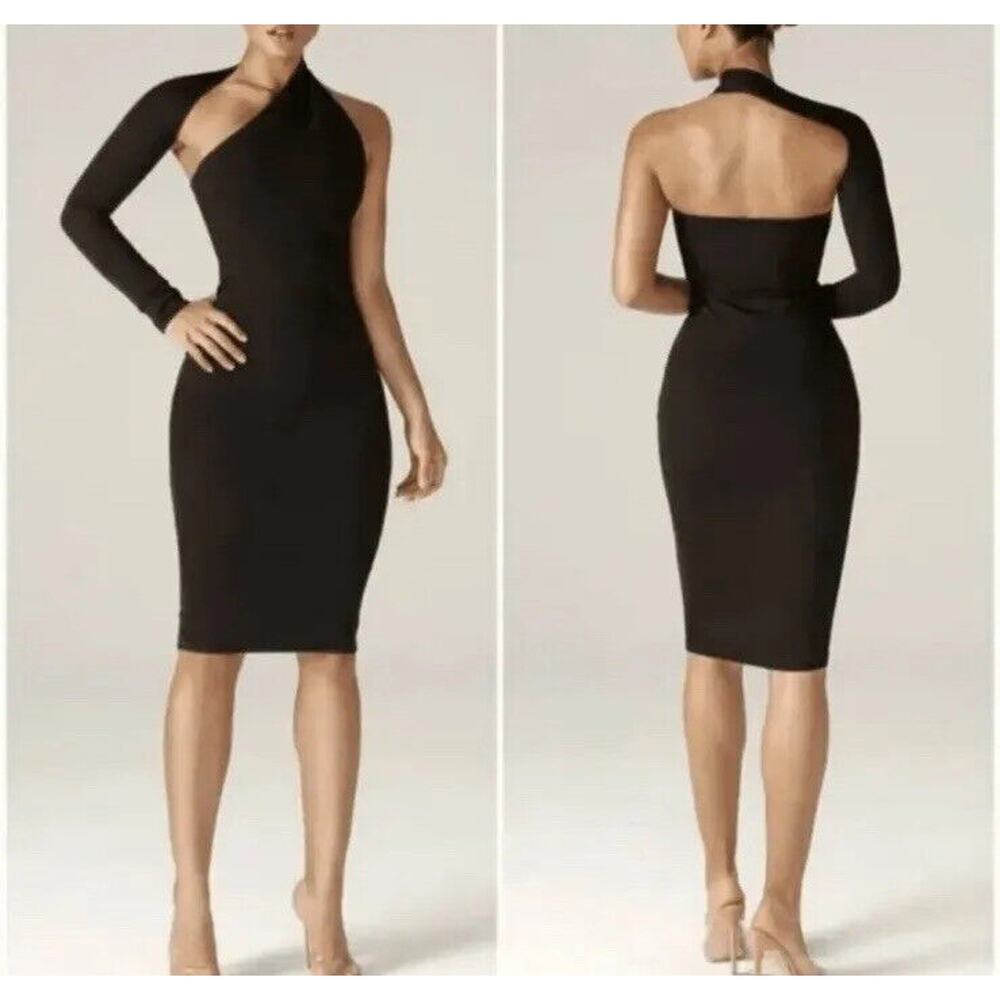 NWT Alieva Dasha Modern Bodycon Dress Size XL Black One Shoulder Sculpting Sexy
